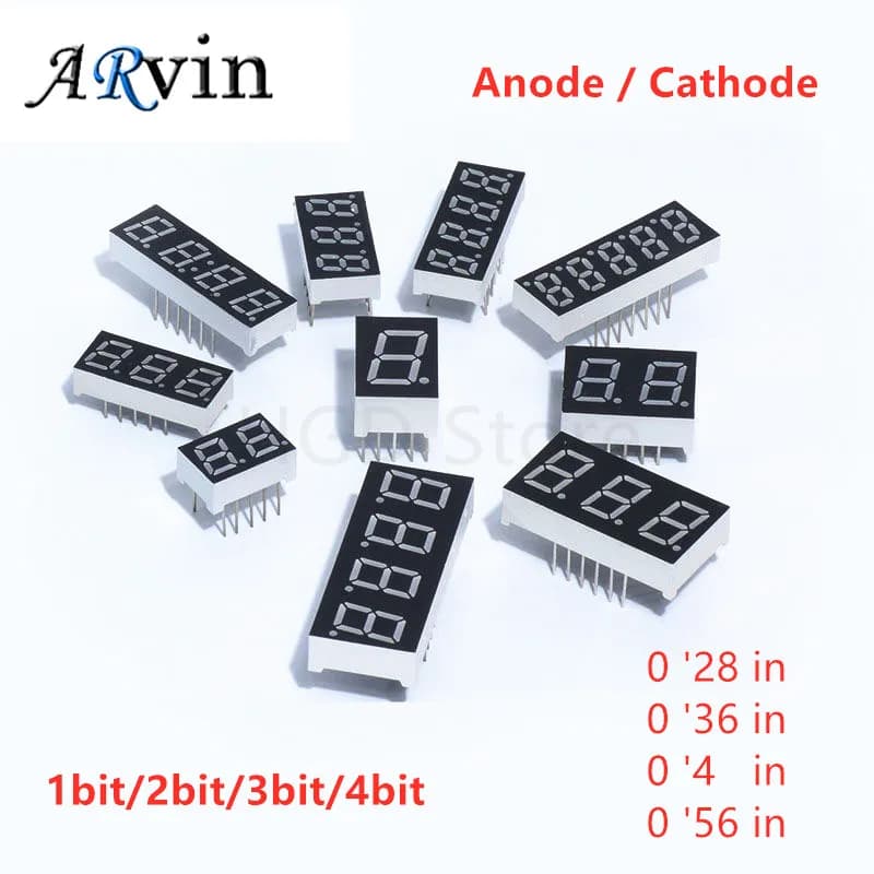 5Pcs 0.28 Inch Digital Tube LED Display 1Bit 2Bit 3Bit 4Bit Display Common Anode / Cathode 0.28"/0.36"/0.4"/0.56" 7 Segment Red