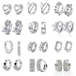 Geometric Tiny Hoop Earrings For Women Micro Crystal Zircon Star Flower Heart Huggie Small Classic Earring Piercing Jewelry Gift