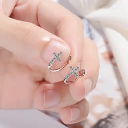 925 Silver Simple Zircon Crystal Clip on Ear Cuff Earring Women Small Mini Ear Clip Cuffs Without Piercing Hole Fake Earrings