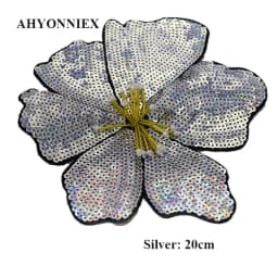 AHYONNIEX 1 Piece Large Sequins Flowers Patches Fashion Embroidered Applique for Clothing Sew On Patch for Clothes