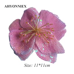 AHYONNIEX 1 Piece Large Sequins Flowers Patches Fashion Embroidered Applique for Clothing Sew On Patch for Clothes