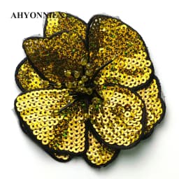 AHYONNIEX 1 Piece Large Sequins Flowers Patches Fashion Embroidered Applique for Clothing Sew On Patch for Clothes