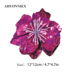 AHYONNIEX 1 Piece Large Sequins Flowers Patches Fashion Embroidered Applique for Clothing Sew On Patch for Clothes