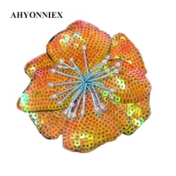 AHYONNIEX 1 Piece Large Sequins Flowers Patches Fashion Embroidered Applique for Clothing Sew On Patch for Clothes