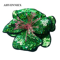 AHYONNIEX 1 Piece Large Sequins Flowers Patches Fashion Embroidered Applique for Clothing Sew On Patch for Clothes