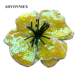 AHYONNIEX 1 Piece Large Sequins Flowers Patches Fashion Embroidered Applique for Clothing Sew On Patch for Clothes