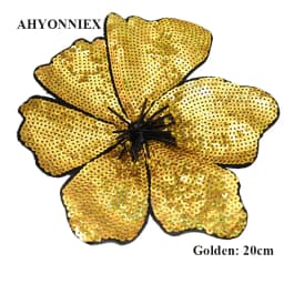 AHYONNIEX 1 Piece Large Sequins Flowers Patches Fashion Embroidered Applique for Clothing Sew On Patch for Clothes
