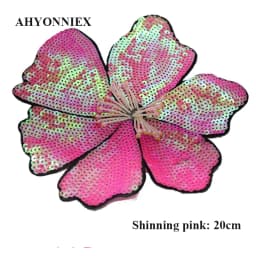 AHYONNIEX 1 Piece Large Sequins Flowers Patches Fashion Embroidered Applique for Clothing Sew On Patch for Clothes