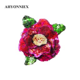 AHYONNIEX 1 Piece Large Sequins Flowers Patches Fashion Embroidered Applique for Clothing Sew On Patch for Clothes