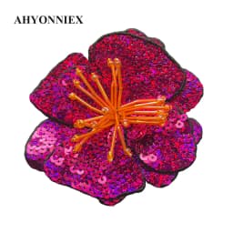 AHYONNIEX 1 Piece Large Sequins Flowers Patches Fashion Embroidered Applique for Clothing Sew On Patch for Clothes