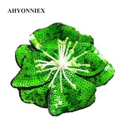 AHYONNIEX 1 Piece Large Sequins Flowers Patches Fashion Embroidered Applique for Clothing Sew On Patch for Clothes