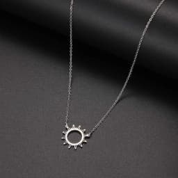 DOTIFI 316L Stainless Steel Necklace Best Circle Irregular Sun Hollow Out Round Pendant Necklaces For Women Jewelry Gifts