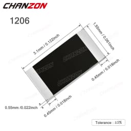1200pcs SMD 1206 Resistors Kit 0 Ohm - 10M Ohm 1/4W Watt 1% High Precision Film Chip Resistance Assorted Set (60 Values X 20Pcs)