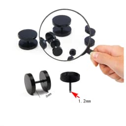 WKOUD One Pair Black Stainless Steel Round Stud Earrings For Women Dumbbell Pierceing Earrings Men Punk Fashion Jewelry