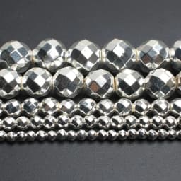 Natural Stone Gold Silver Color Hematite Round Loose Beads For Jewelry Making DIY Bracelet Accessories 15'' 2/3/4/6/8/10/12mm