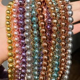 Natural Stone Gold Silver Color Hematite Round Loose Beads For Jewelry Making DIY Bracelet Accessories 15'' 2/3/4/6/8/10/12mm