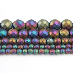 Natural Stone Gold Silver Color Hematite Round Loose Beads For Jewelry Making DIY Bracelet Accessories 15'' 2/3/4/6/8/10/12mm