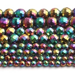 Natural Stone Gold Silver Color Hematite Round Loose Beads For Jewelry Making DIY Bracelet Accessories 15'' 2/3/4/6/8/10/12mm