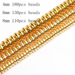 Natural Stone Gold Silver Color Hematite Round Loose Beads For Jewelry Making DIY Bracelet Accessories 15'' 2/3/4/6/8/10/12mm