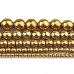 Natural Stone Gold Silver Color Hematite Round Loose Beads For Jewelry Making DIY Bracelet Accessories 15'' 2/3/4/6/8/10/12mm