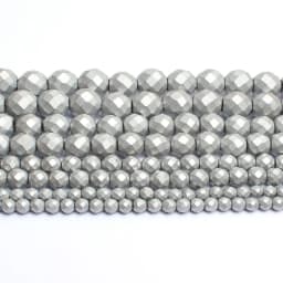 Natural Stone Gold Silver Color Hematite Round Loose Beads For Jewelry Making DIY Bracelet Accessories 15'' 2/3/4/6/8/10/12mm