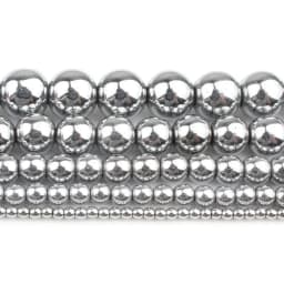 Natural Stone Gold Silver Color Hematite Round Loose Beads For Jewelry Making DIY Bracelet Accessories 15'' 2/3/4/6/8/10/12mm