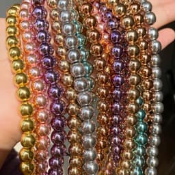 Natural Stone Gold Silver Color Hematite Round Loose Beads For Jewelry Making DIY Bracelet Accessories 15'' 2/3/4/6/8/10/12mm
