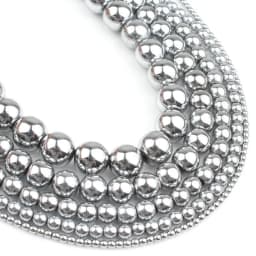 Natural Stone Gold Silver Color Hematite Round Loose Beads For Jewelry Making DIY Bracelet Accessories 15'' 2/3/4/6/8/10/12mm