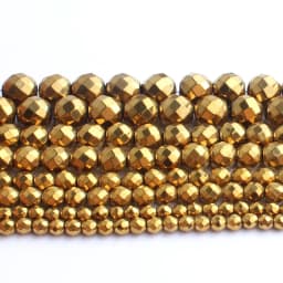 Natural Stone Gold Silver Color Hematite Round Loose Beads For Jewelry Making DIY Bracelet Accessories 15'' 2/3/4/6/8/10/12mm