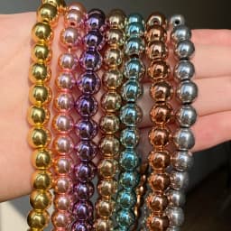 Natural Stone Gold Silver Color Hematite Round Loose Beads For Jewelry Making DIY Bracelet Accessories 15'' 2/3/4/6/8/10/12mm