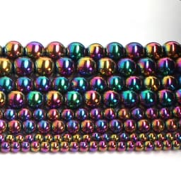 Natural Stone Gold Silver Color Hematite Round Loose Beads For Jewelry Making DIY Bracelet Accessories 15'' 2/3/4/6/8/10/12mm