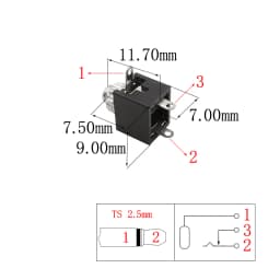 2/5/10Pcs PJ-201M 2.5mm Headphone Socket PJ201M 3 Pin Female Jack Audio Mono Channel Connector
