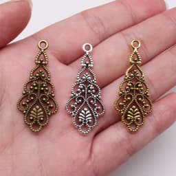 WYSIWYG 10pcs 42x14mm 3 Colors Hollow Drop-Shaped Earring Accessories Earring Connector DIY Jewelry Findings