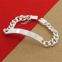 Hip Hop Men's 925 Sterling Silver Bracelet 10MM Cowhide Sideways Bracelet Bead Fashion Treasure Gift