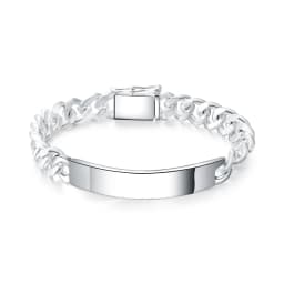 Hip Hop Men's 925 Sterling Silver Bracelet 10MM Cowhide Sideways Bracelet Bead Fashion Treasure Gift