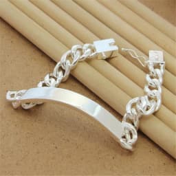 Hip Hop Men's 925 Sterling Silver Bracelet 10MM Cowhide Sideways Bracelet Bead Fashion Treasure Gift