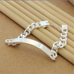 Hip Hop Men's 925 Sterling Silver Bracelet 10MM Cowhide Sideways Bracelet Bead Fashion Treasure Gift