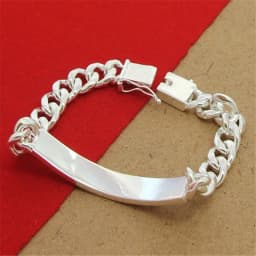 Hip Hop Men's 925 Sterling Silver Bracelet 10MM Cowhide Sideways Bracelet Bead Fashion Treasure Gift