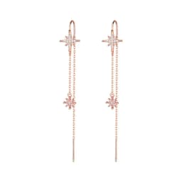 CIAXY Silver Color Inlaid Zircon Star Earrings for Women Temperament Aesthetic Long Tassel Ear Line Earring Luxury Jewelry Gift
