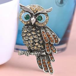 BUCOMEOI Large Bird Owls Vintage Brooches Antiques Bouquet Owl Hijab Pin Up Designer Wedded Broach Scarf Clips Jewelry Fleur De 