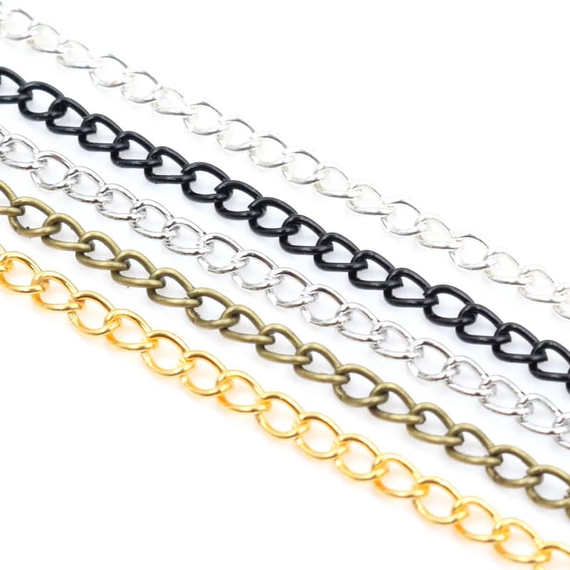 5 Meters/lot 3x2mm 4x3mm Bronze Gold Silver 5 Colors Plated Unwelded Iron Cable Chains DIY Jewelry Making Findings Accessories