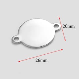 50Pcs/Lot Custom Engrave Logo Charms Stainless Steel Blank Stamping Tags With 2 Holes Connector DIY For Jewelry Making Wholsale