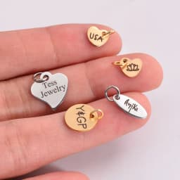 50Pcs/Lot Custom Engrave Logo Charms Stainless Steel Blank Stamping Tags With 2 Holes Connector DIY For Jewelry Making Wholsale