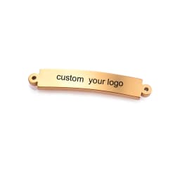 50Pcs/Lot Custom Engrave Logo Charms Stainless Steel Blank Stamping Tags With 2 Holes Connector DIY For Jewelry Making Wholsale