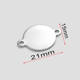 50Pcs/Lot Custom Engrave Logo Charms Stainless Steel Blank Stamping Tags With 2 Holes Connector DIY For Jewelry Making Wholsale