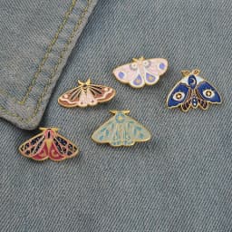 Moth Enamel Pin Moon Star Eye Leaf Animal Badges Brooches for Women Bag Hat Backpack Accessories Jewelry Gift for Friends