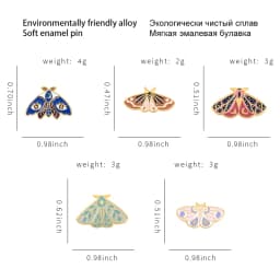 Moth Enamel Pin Moon Star Eye Leaf Animal Badges Brooches for Women Bag Hat Backpack Accessories Jewelry Gift for Friends