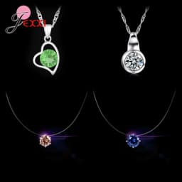 4pcs/Lot 925 Sterling Silver Women Jewelry Fashion Trendy Cubic Zirconia Heart Butterfly Pendant Necklace Birthday Wedding