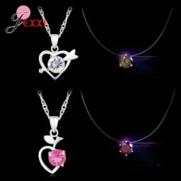 4pcs/Lot 925 Sterling Silver Women Jewelry Fashion Trendy Cubic Zirconia Heart Butterfly Pendant Necklace Birthday Wedding