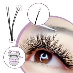 Quewel V Shape Flat Eyelashes Extensions YY Lashes Auto-Fans 2D Double Tip Eyelash Soft Ellipse Flat Volume Lash Faux Mink